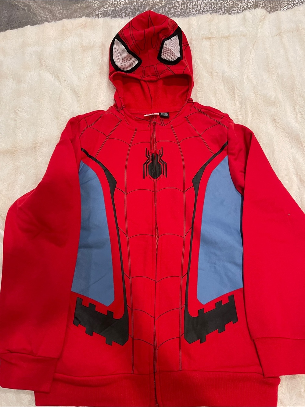MAD Engine Red and Blue Spider-Web Zip Hoodie Costume
